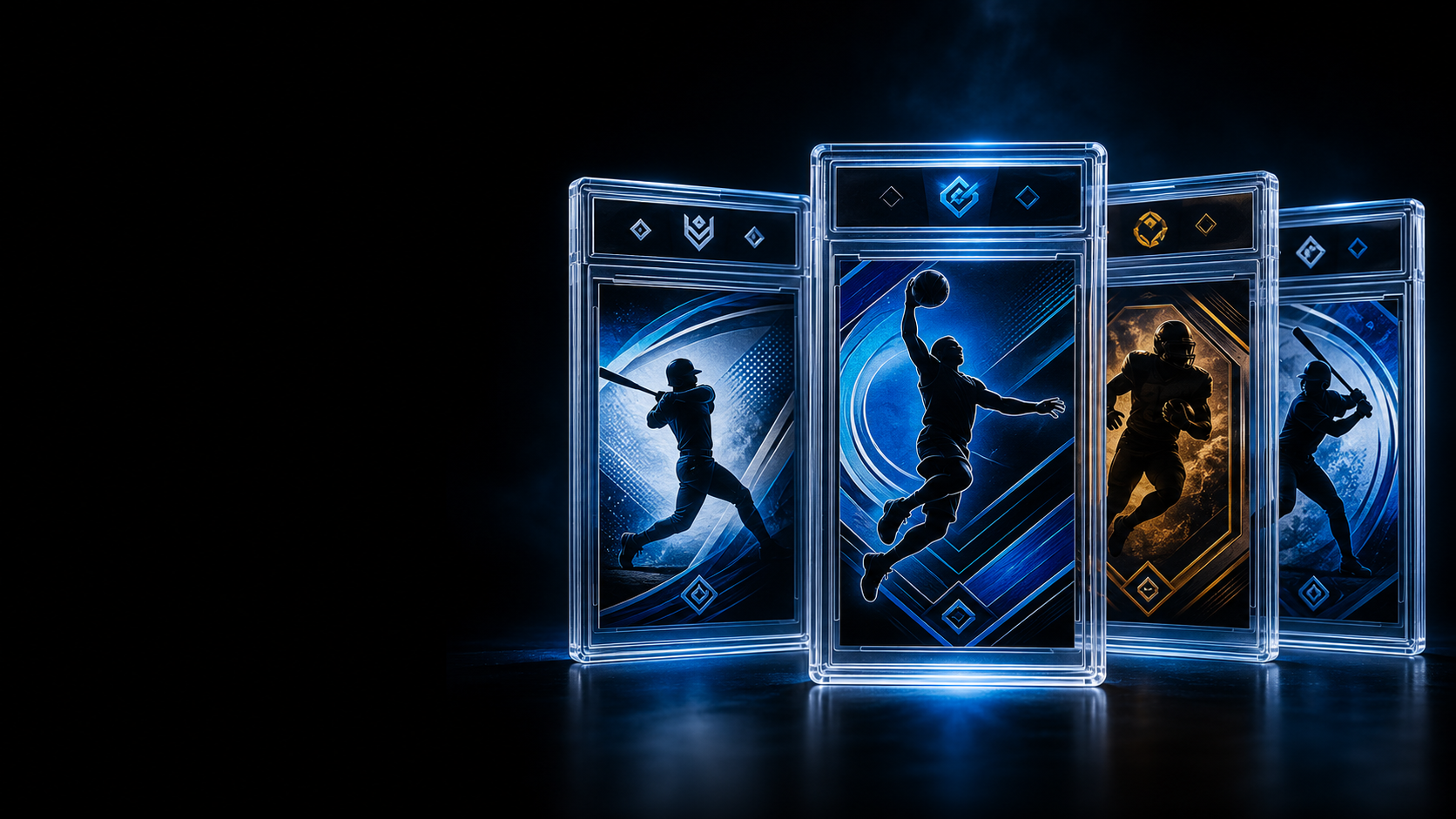 A dramatic display of collectible sports cards